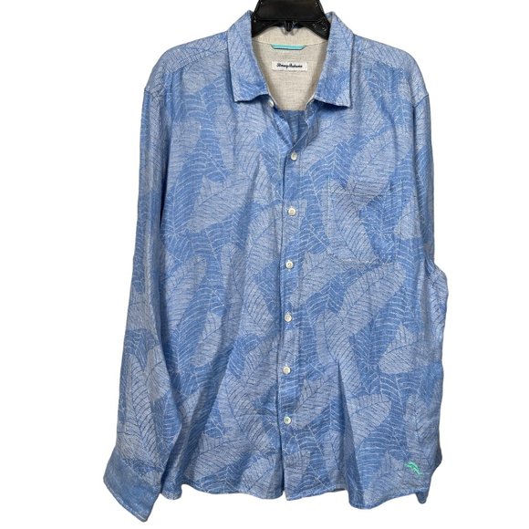 Tommy Bahama Other - Tommy Bahama Linen Button Up Shirt Mens XL Blue White Floral Lightweight Casual